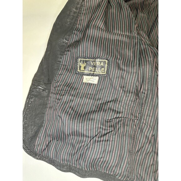 Vera Pelle Leather Jacket Women’s Black Zip Up Made In Italy Size 44 - Picture 7 of 12